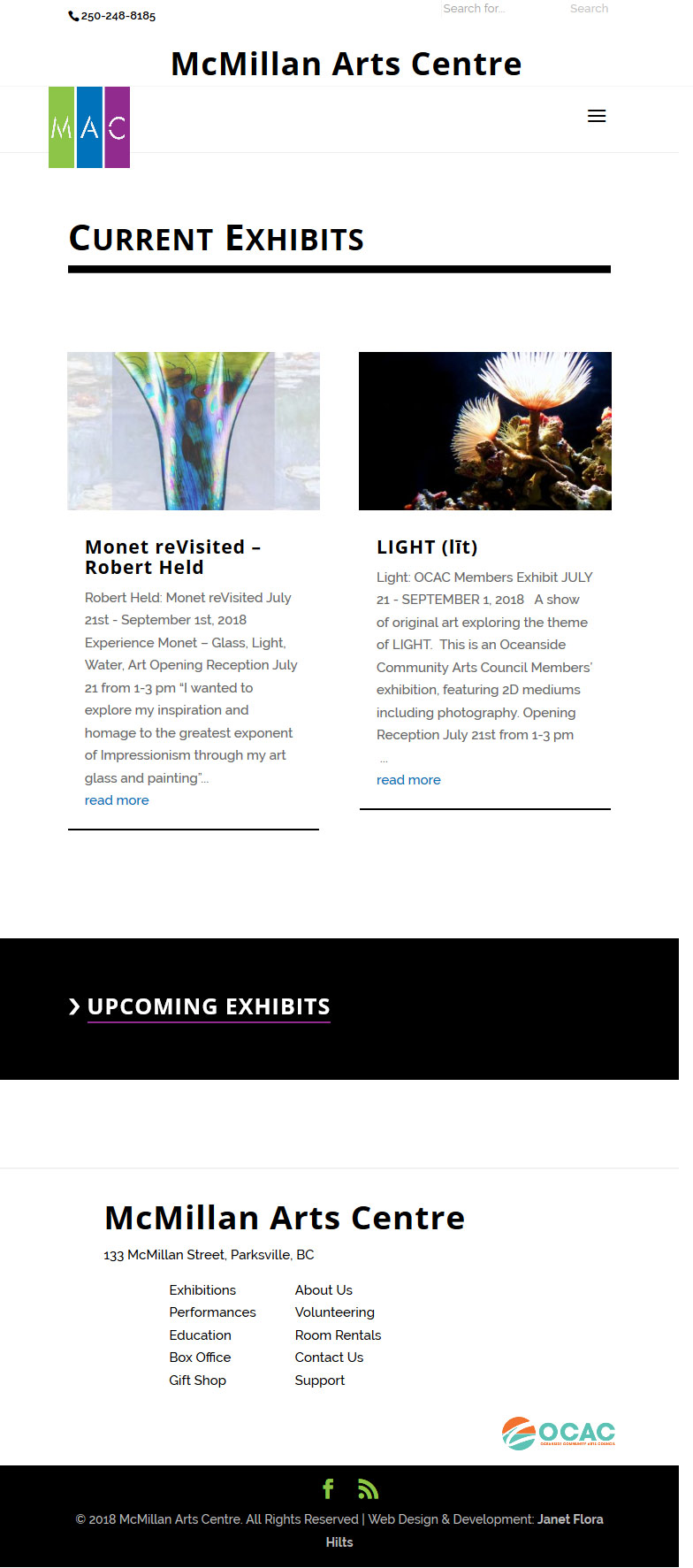 Current exhibits in tablet view